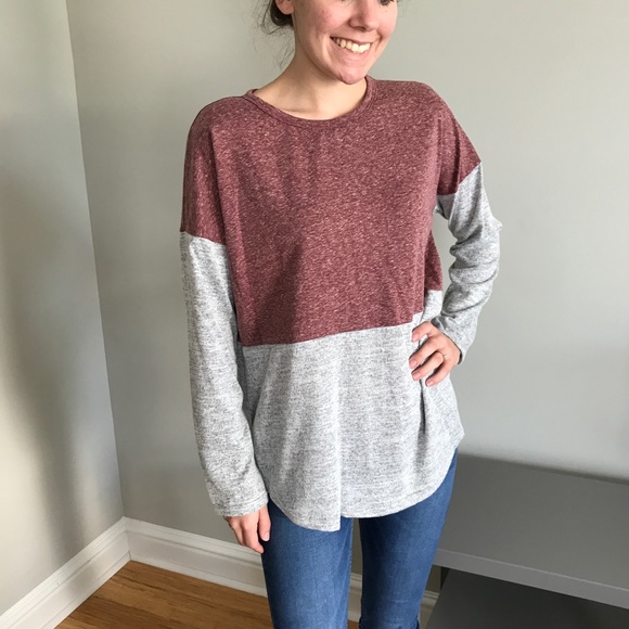 Color block pink and gray long sleeve top - Picture 4 of 5